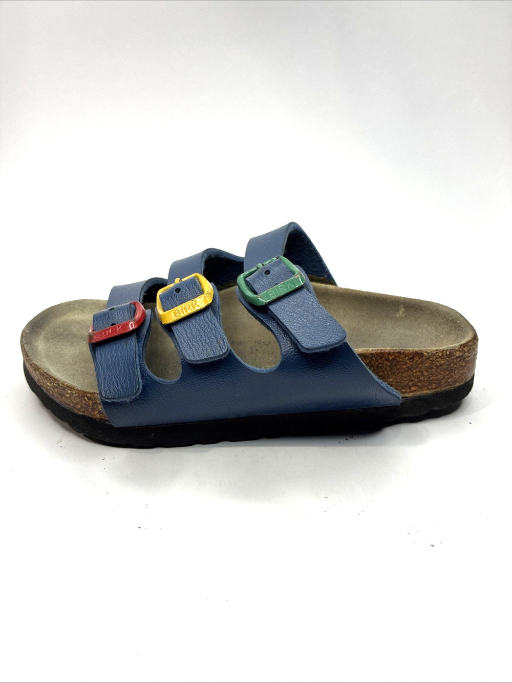 Birkenstock Kids US 10-10.5 EU 28 Blue 3 Strap Sandals Multicolor Buckles